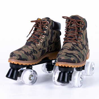 012 Unisex dvostruko red roller skates za odrasle, PU gornji dio, gumeni potplat