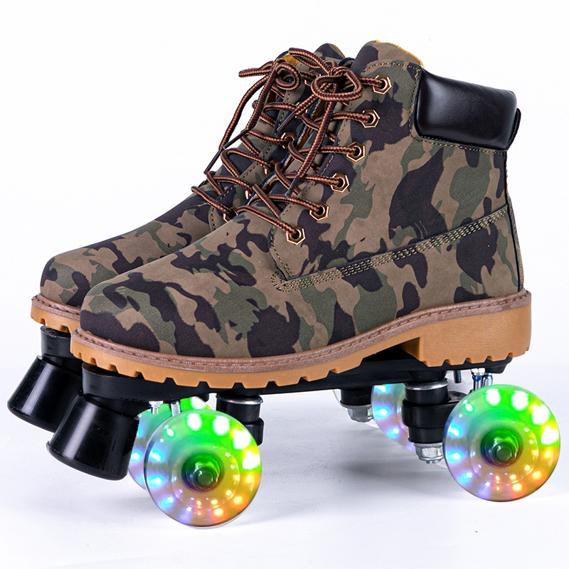 012 Unisex dvostruko red roller skates za odrasle, PU gornji dio, gumeni potplat
