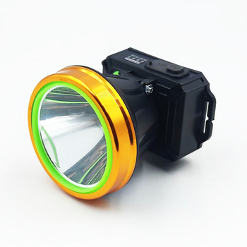 Napajana LED čelna lampica, 120W, baterija 4800 mAh, domet 200–500 m, na glavi