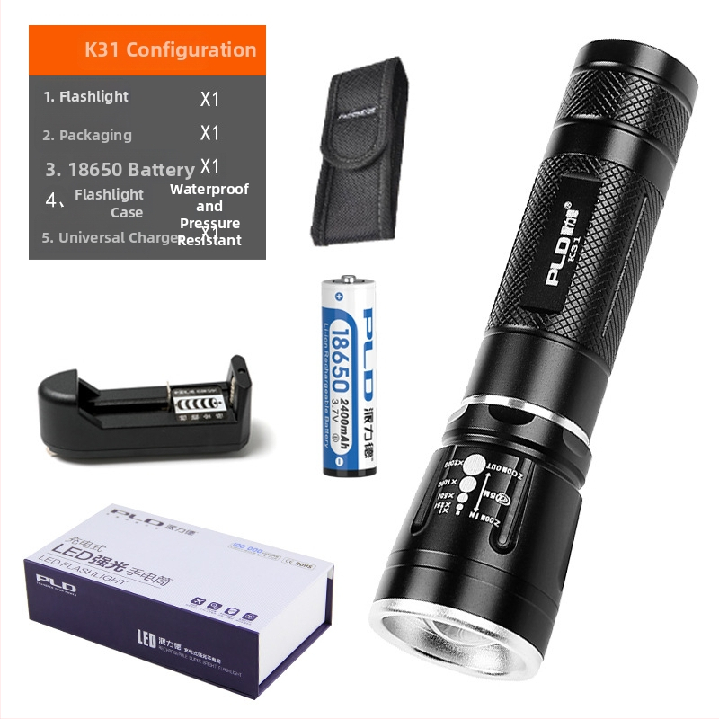 Paride K31 LED svjetiljka, aluminijska legura, teleskopsko podešavanje jačine svjetla, 5W, 2400mAh