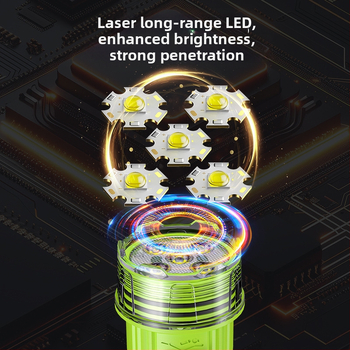 Lanternă profesională subacvatică pentru scufundări — iluminare LED rezistentă la apă, 10W, baterie reîncărcabilă de 1800mAh, rază de acțiune 200–500m, lanternă de urgență multifuncțională