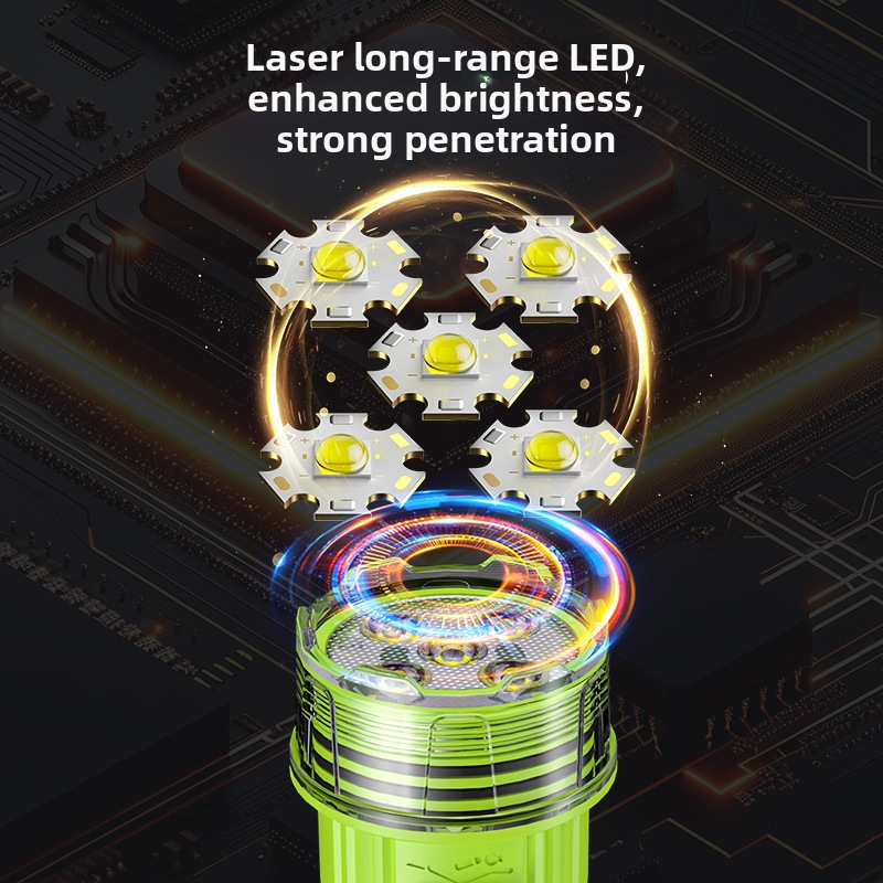 Lanternă profesională subacvatică pentru scufundări — iluminare LED rezistentă la apă, 10W, baterie reîncărcabilă de 1800mAh, rază de acțiune 200–500m, lanternă de urgență multifuncțională