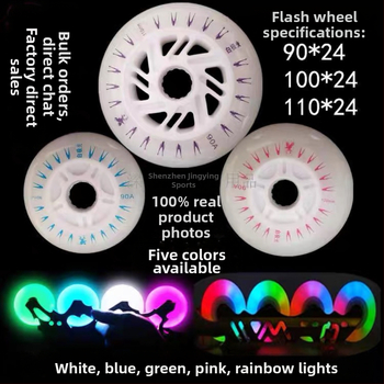 LED bijeli kotači za inline skates za brzinsko klizanje, promjer 90/100/110 mm, Aurora bljesak, svijetleći