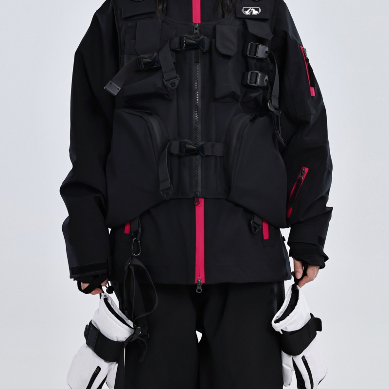 Uniszex szélálló síruha – kültéri használathoz; anyag: 80% poliészter, 14% spandex, 6% viszkóz