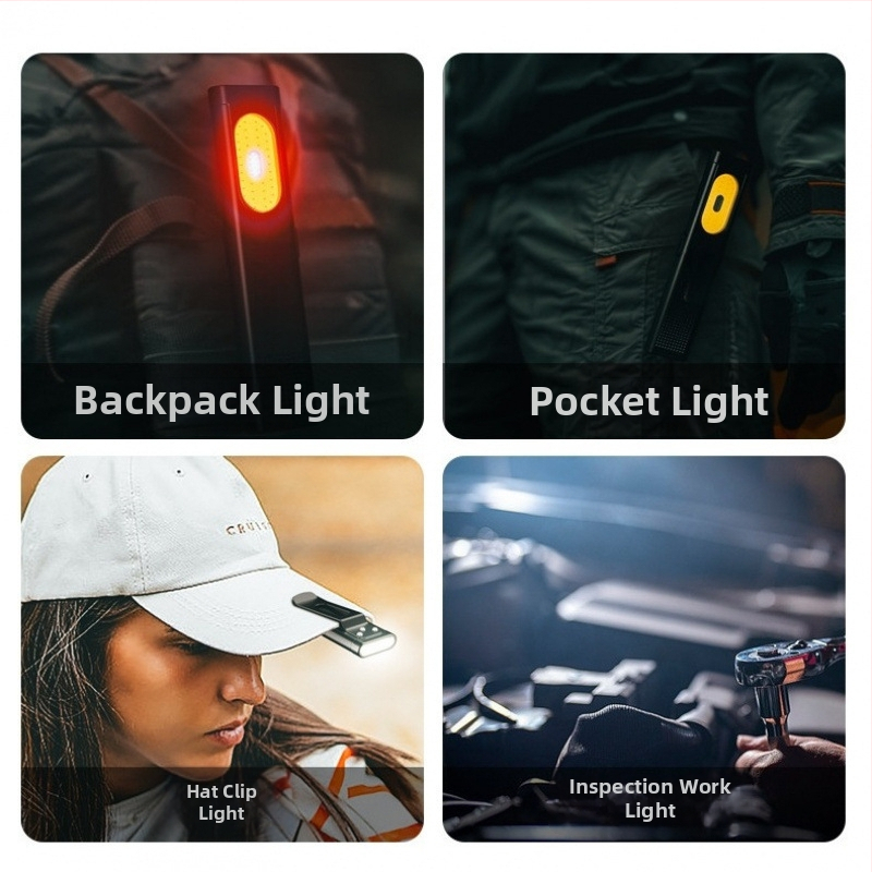 Magnetska COB radna svjetiljka, ultratanka prijenosna LED svjetiljka za vanjske uvjete, punjiva 3W, 450 mAh, trajanje baterije 6–12 h, uključeno punjač