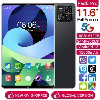 Pad6 Pro tablet, Globális verzió, Windows 7, 11,6 hüvelykes kijelző, Quad-core processzor, 13 MP kamera