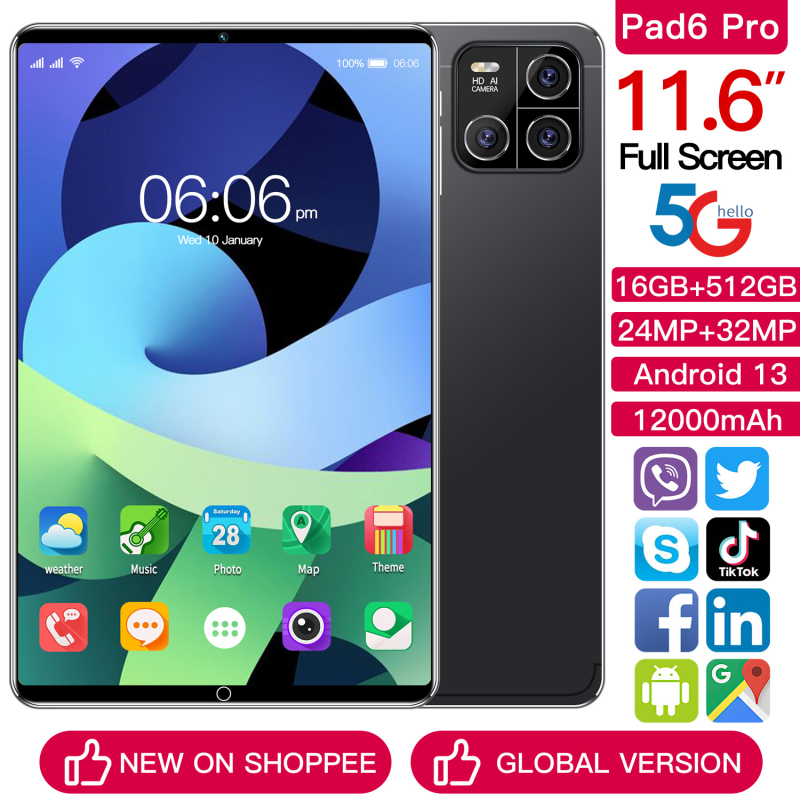 Pad6 Pro tablet, Globális verzió, Windows 7, 11,6 hüvelykes kijelző, Quad-core processzor, 13 MP kamera
