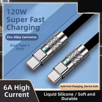 Type-C дата кабел с индикатор за светлина, дължина 1–2 м, корпус от цинкова сплав, максимум 20V