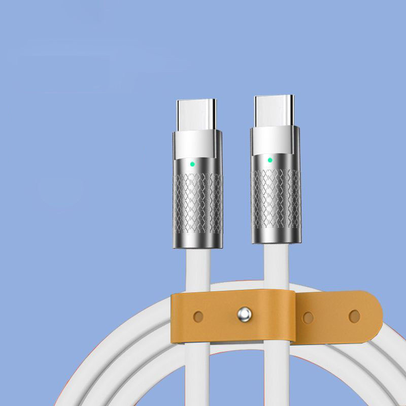 Type-C дата кабел с индикатор за светлина, дължина 1–2 м, корпус от цинкова сплав, максимум 20V