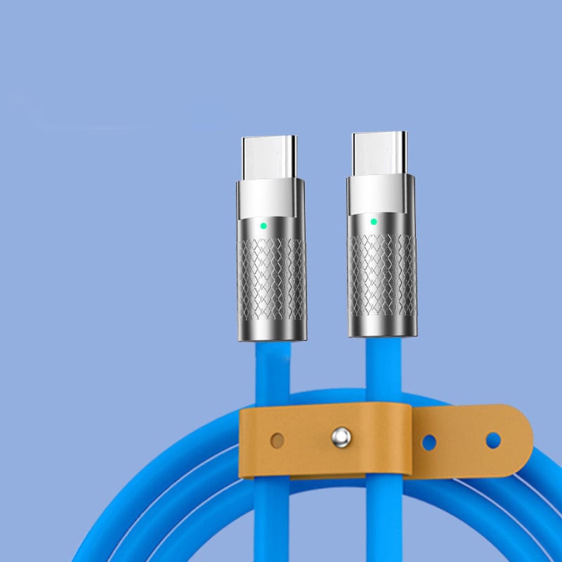 Type-C дата кабел с индикатор за светлина, дължина 1–2 м, корпус от цинкова сплав, максимум 20V