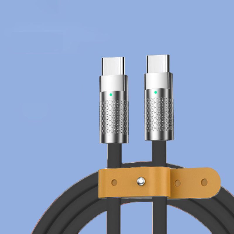 Type-C дата кабел с индикатор за светлина, дължина 1–2 м, корпус от цинкова сплав, максимум 20V