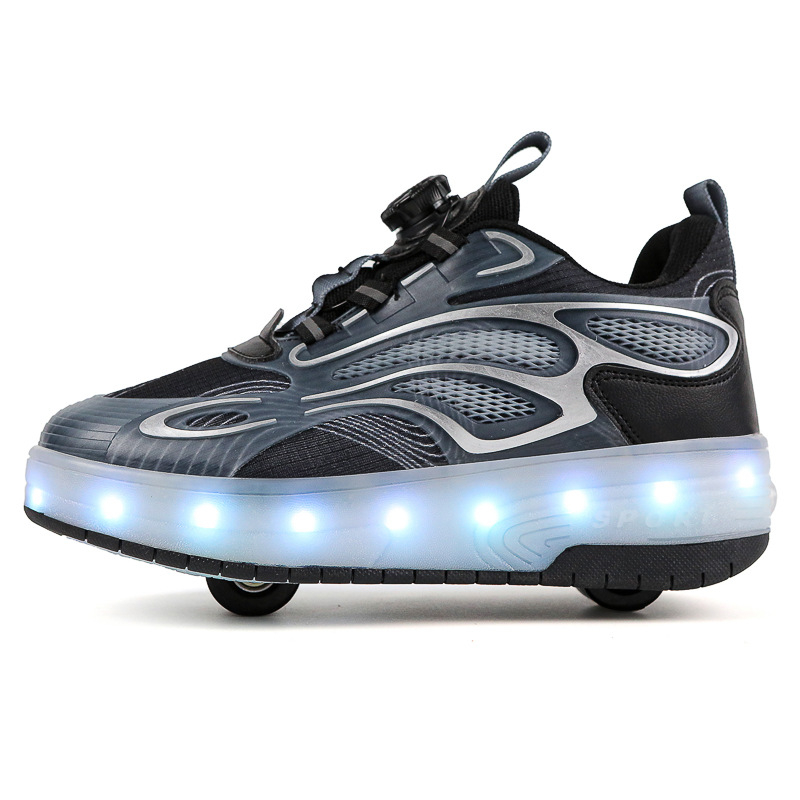 LED svjetleće inline klizaljke za djecu — četiri kotača, reflektirajući noćni vidljivost, zatvarač s okretajućim gumbom, PU đon, za dob 13–16 godina, sve sezone