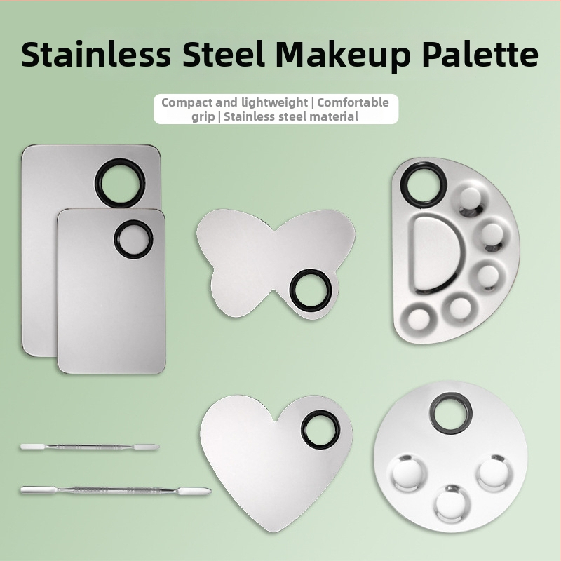 Štvorcová paleta na líčenie – nerezová oceľ, 2-dielna sada, pomôcka na líčenie tváre