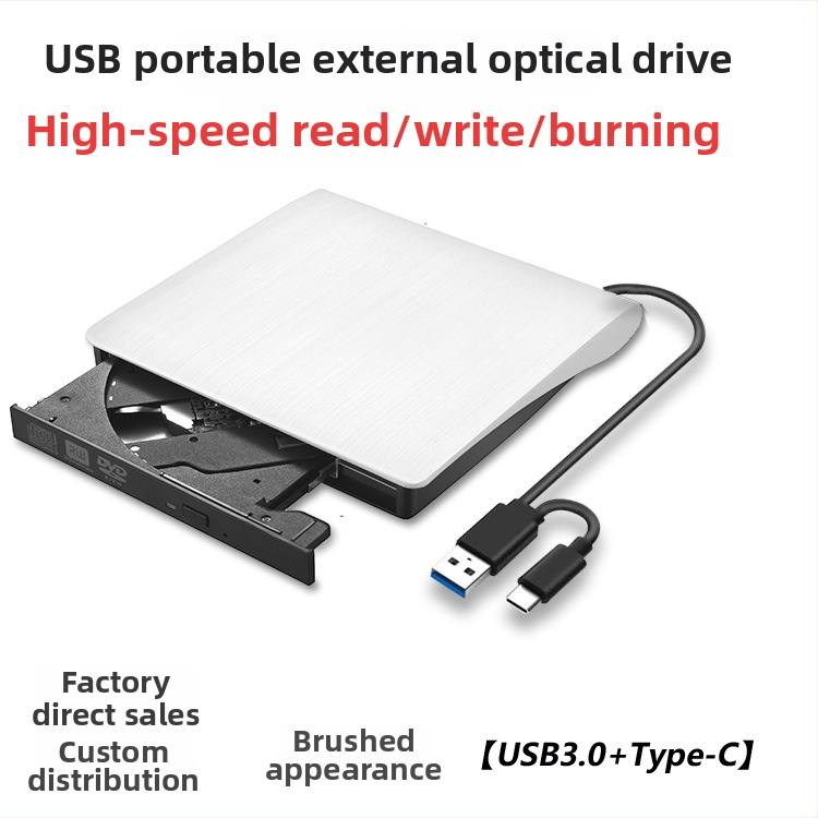 Externý USB-C DVD mechanika (SY898) s čítaním DVD 8x a zápisom CD 24x, USB-C rozhranie, externé zariadenie, podpora DVD-RW/DVD-RAM