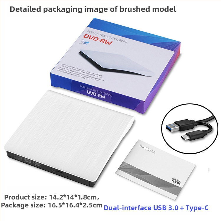 Externý USB-C DVD mechanika (SY898) s čítaním DVD 8x a zápisom CD 24x, USB-C rozhranie, externé zariadenie, podpora DVD-RW/DVD-RAM