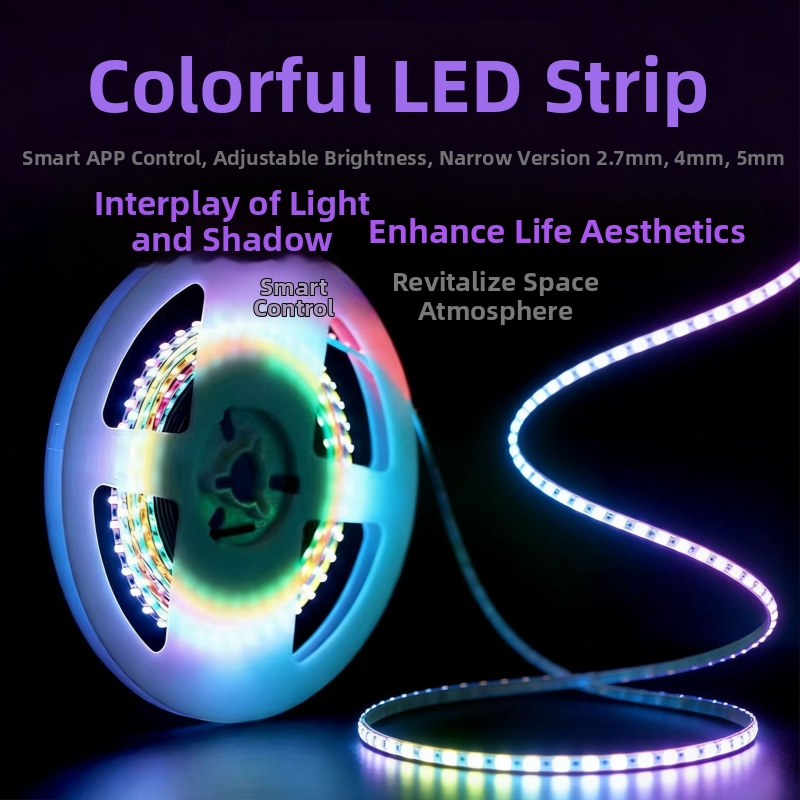 RGB ambientná LED páska s inteligentnou kontrolou, 5V vstup, 0807 LED zrnka, San'an Optoelectronics čip