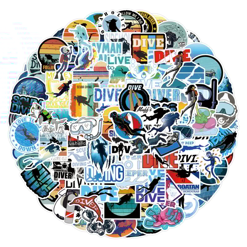 110 darabos diving graffiti matricák poggyászhoz és telefonokhoz, nordic stílus, HD nyomtatás, vízálló