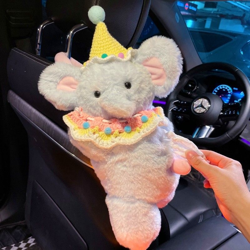 Pliš kutija za maramice za auto, viseći tip za središnju konzolu, prilagodljiva, univerzalna za manje automobile