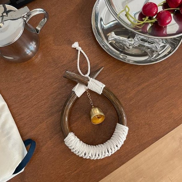 Дървен етно стил висулка-звонче за стена, ръчно изработено; подарък за рожден ден или преместване