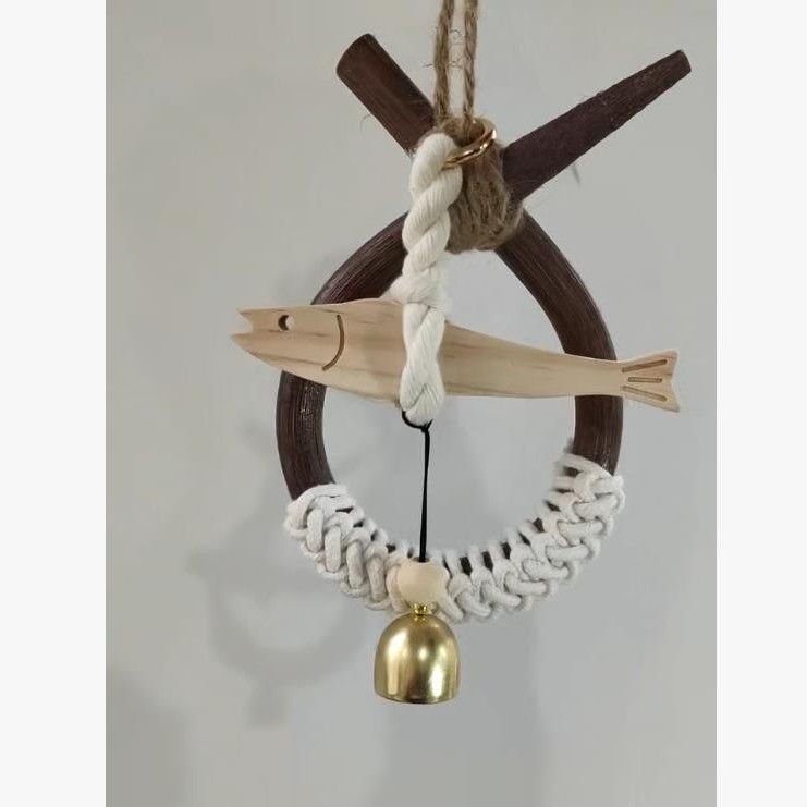 Дървен етно стил висулка-звонче за стена, ръчно изработено; подарък за рожден ден или преместване