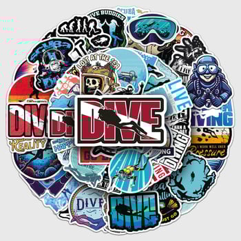 Vízalatti búvár matricák készlete (50 lap) – Képregény stílus, Képregény-sorozat, Márka Dou Dou Yun, Modell TZ-QS-1888, Offset nyomtatás