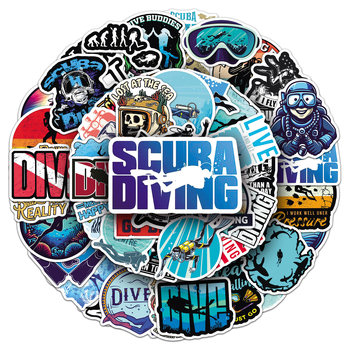 Vízalatti búvár matricák készlete (50 lap) – Képregény stílus, Képregény-sorozat, Márka Dou Dou Yun, Modell TZ-QS-1888, Offset nyomtatás