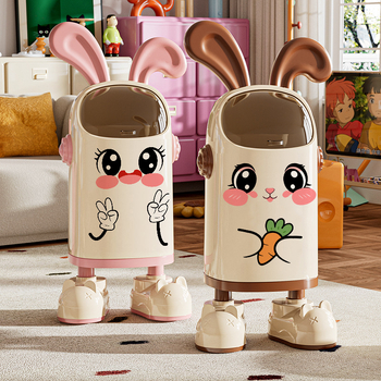 Műanyag szemetes fedéllel, nyuszi fül dizájn, lengő fedél, antibakteriális, 12 literes kapacitás