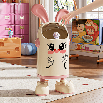 Műanyag szemetes fedéllel, nyuszi fül dizájn, lengő fedél, antibakteriális, 12 literes kapacitás