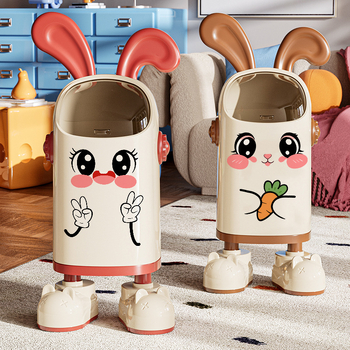 Műanyag szemetes fedéllel, nyuszi fül dizájn, lengő fedél, antibakteriális, 12 literes kapacitás