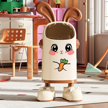 Műanyag szemetes fedéllel, nyuszi fül dizájn, lengő fedél, antibakteriális, 12 literes kapacitás