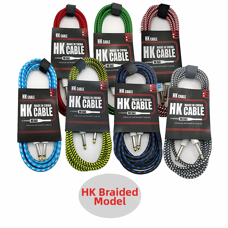 HK02 kábel pre elektrickú gitaru, meďové jadro, 2-žilový, samčie–samčie konektory, pre gitaru a basu