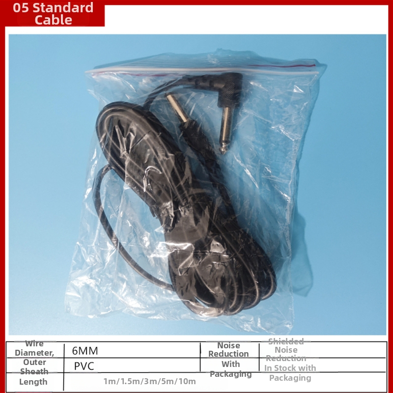 HK02 kábel pre elektrickú gitaru, meďové jadro, 2-žilový, samčie–samčie konektory, pre gitaru a basu