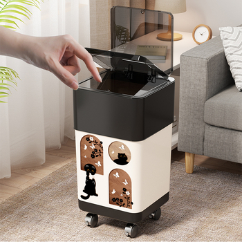 Fedeles kuka, téglalap alakú, 12 L, műanyag, görgős, nyomónyitású