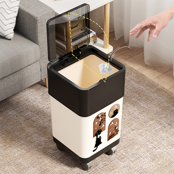 Fedeles kuka, téglalap alakú, 12 L, műanyag, görgős, nyomónyitású