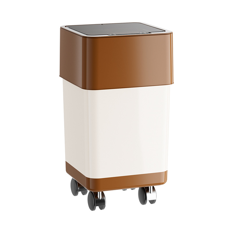 Fedeles kuka, téglalap alakú, 12 L, műanyag, görgős, nyomónyitású