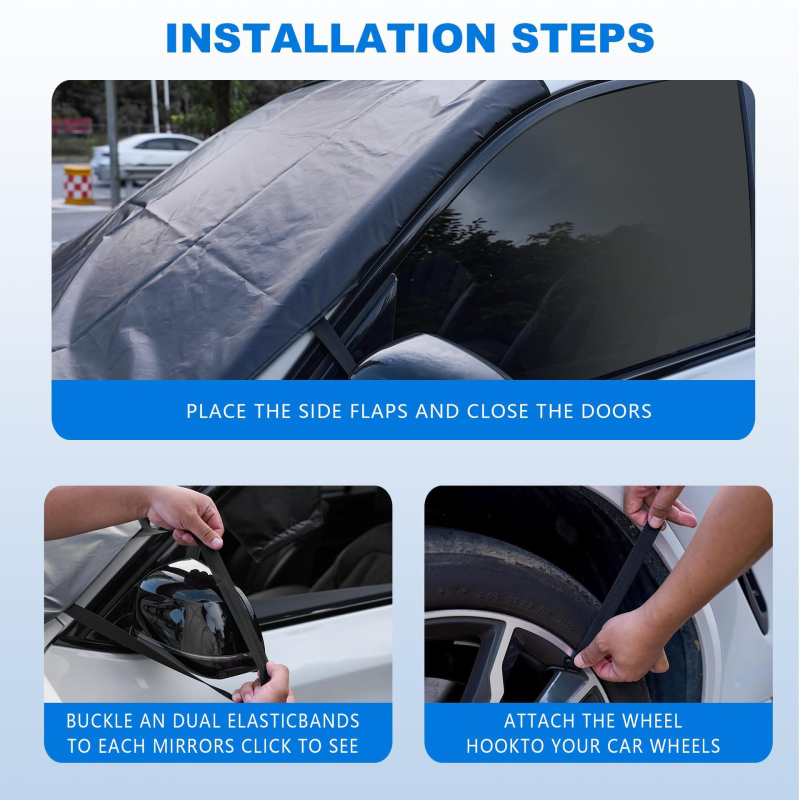 Scut de zăpadă pentru parbrizul frontal al mașinii — magnetic, îngroșat, universal, din pânză Oxford