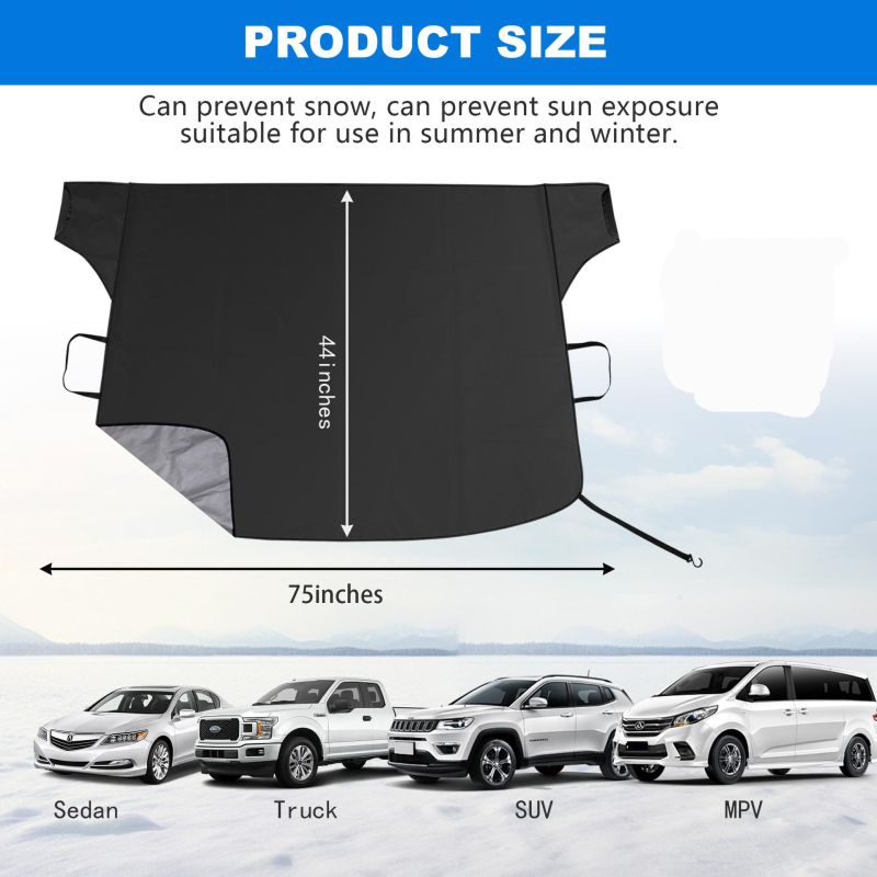 Scut de zăpadă pentru parbrizul frontal al mașinii — magnetic, îngroșat, universal, din pânză Oxford