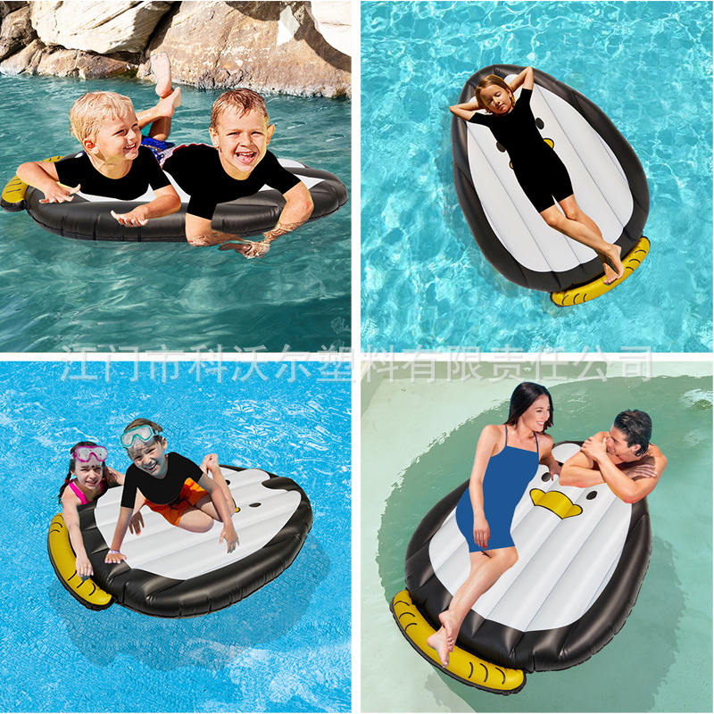 Napuhani plivački madrac s dizajnom pingvina, za jednog korisnika, debeli PVC, sklopivi, za djecu i odrasle