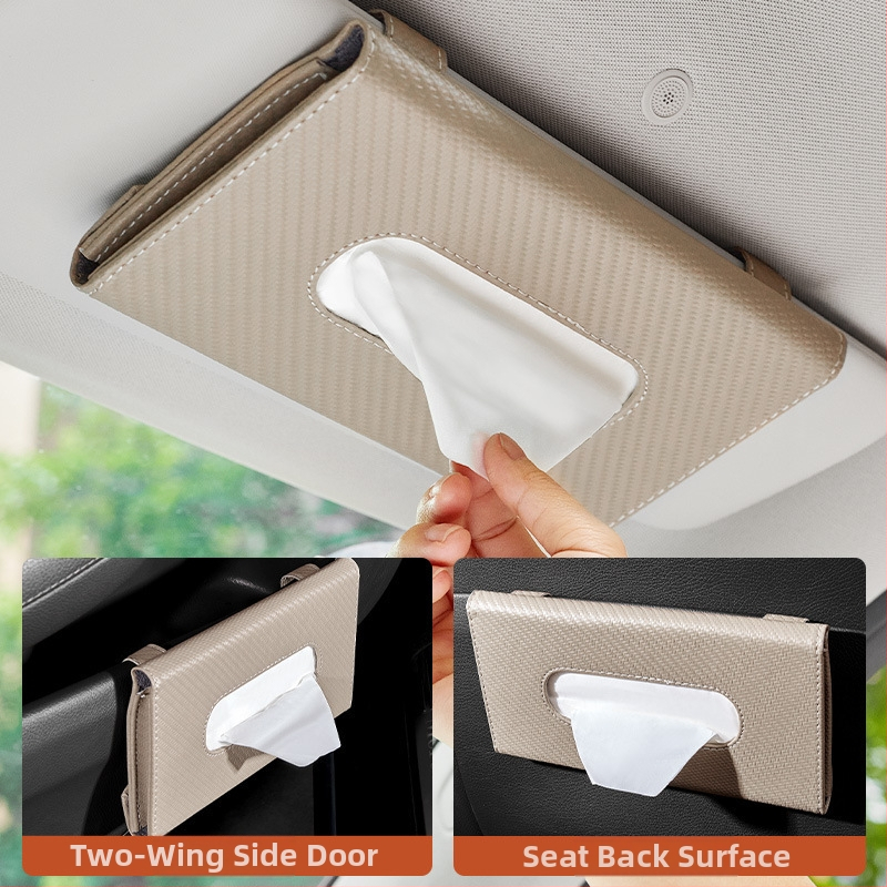 Kožna kutija za maramice u automobilu, viseći dizajn za vizir za sunce, mogućnost prilagodbe, opća upotreba, 1 godina trajanja