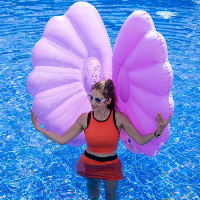 Naduvani plutajući ležaj za bazen u obliku biserne školjke, ekološki PVC | Lanxiao
