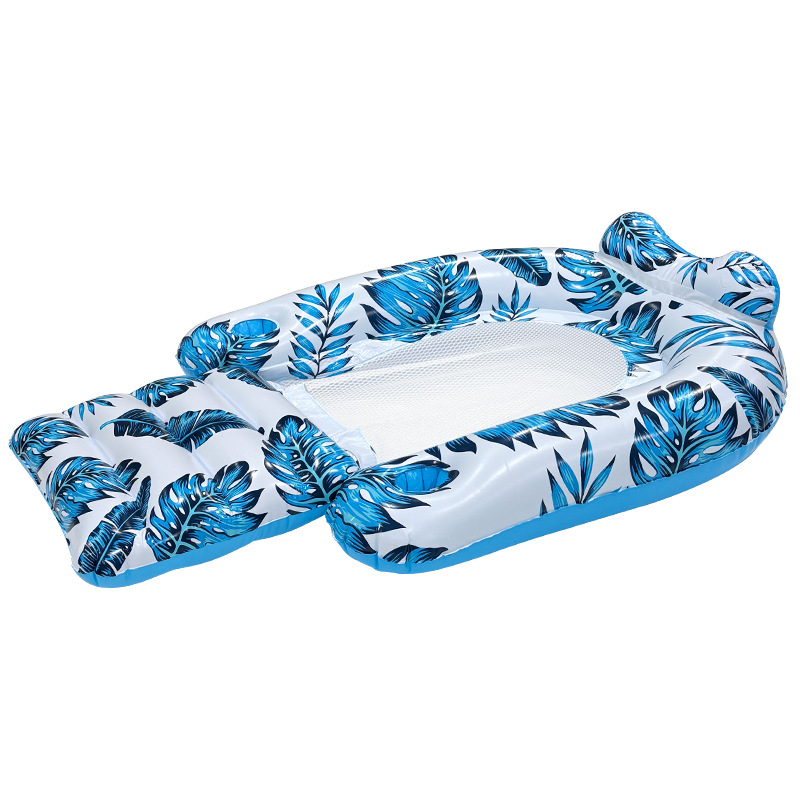 PVC ležaljka za bazen u obliku lista, napuhavajuća, s jastukom i mrežom – za jednu osobu