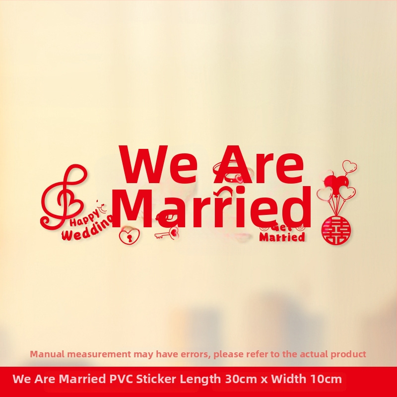 Set svadobných okenných nálepiek – Xiaolu Happy Words, plastové, bez importu