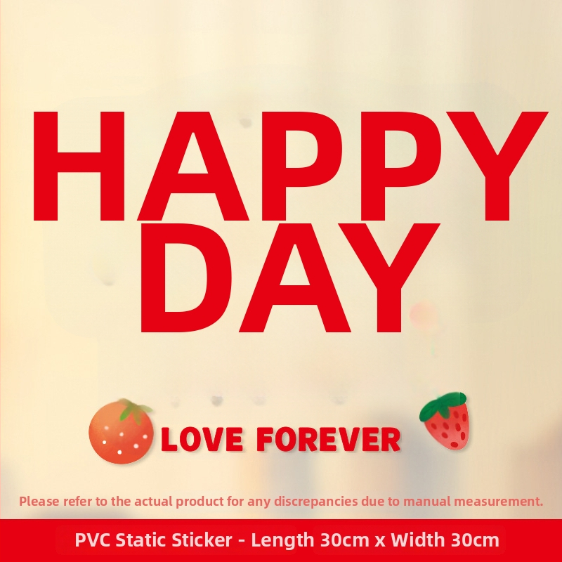 Set svadobných okenných nálepiek – Xiaolu Happy Words, plastové, bez importu