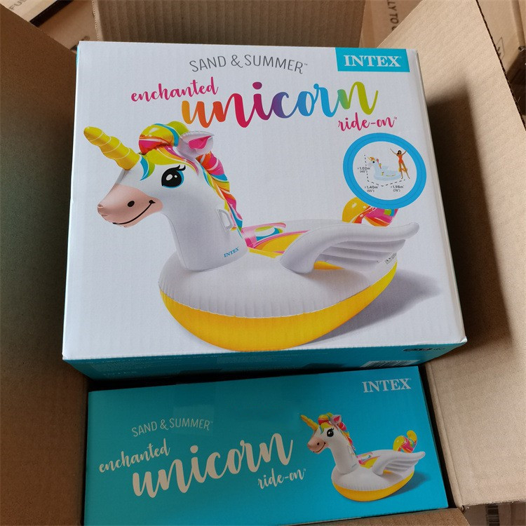 INTEX Rainbow Unicorn Saltea Plutitoare pentru Jocuri în Apă – Material PVC, Pentru Adulți