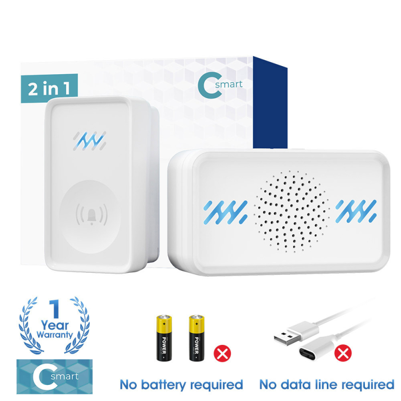 Έξυπνο ασύρματο κουδούνι πόρτας, αυτοπαραγόμενη ισχύς, 220V τροφοδοσία, ήχος 58 καμπανών, οικιακή χρήση