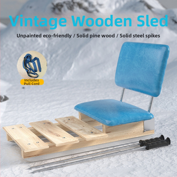 Bufan Drveni kolut za klizanje po ledu s mekanim sjedištem i naslonom, lukasta oštrica, čvrsto elektroplatinirani leden konus, za vanjsku upotrebu