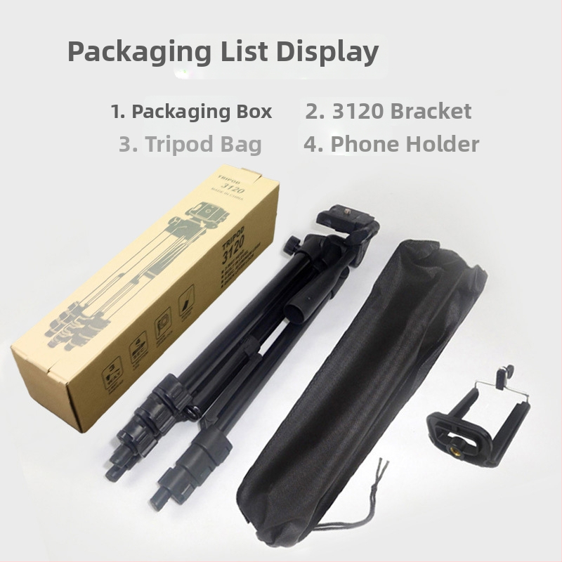 DOFEN statív na mobilný telefón pre živé vysielanie — stolný, 3-článkový, priemer rúry 15 mm, výška 1,1 m, nosnosť 2 kg