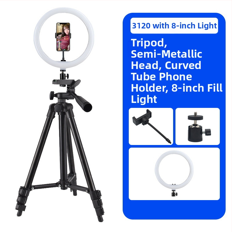 DOFEN statív na mobilný telefón pre živé vysielanie — stolný, 3-článkový, priemer rúry 15 mm, výška 1,1 m, nosnosť 2 kg