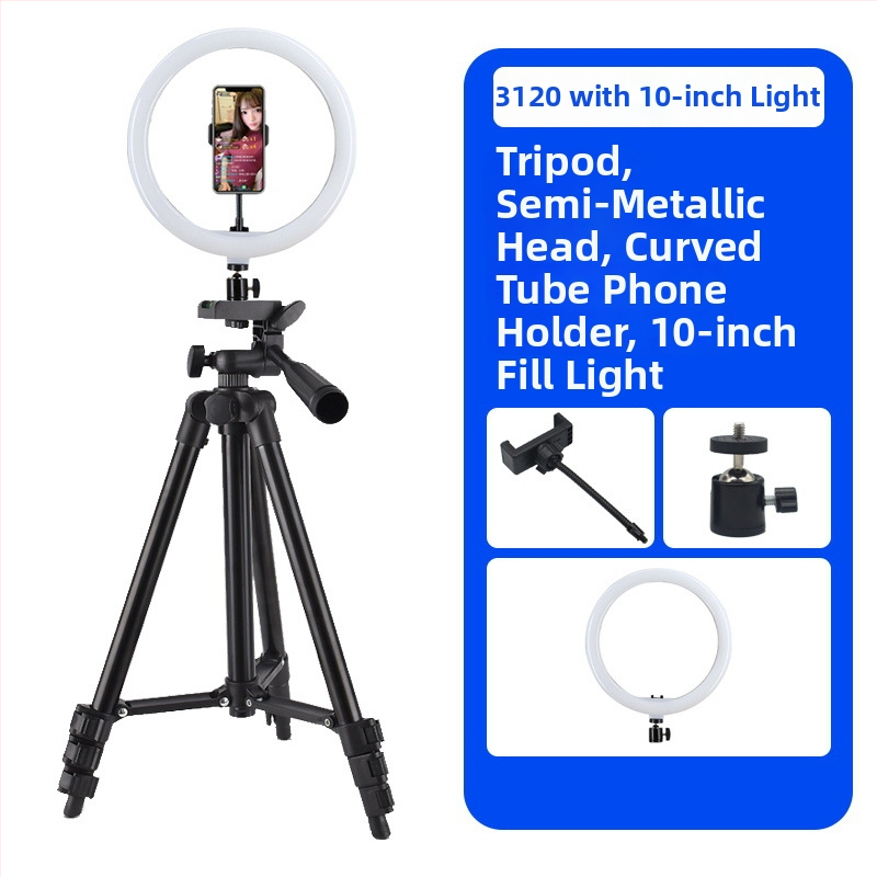 DOFEN statív na mobilný telefón pre živé vysielanie — stolný, 3-článkový, priemer rúry 15 mm, výška 1,1 m, nosnosť 2 kg