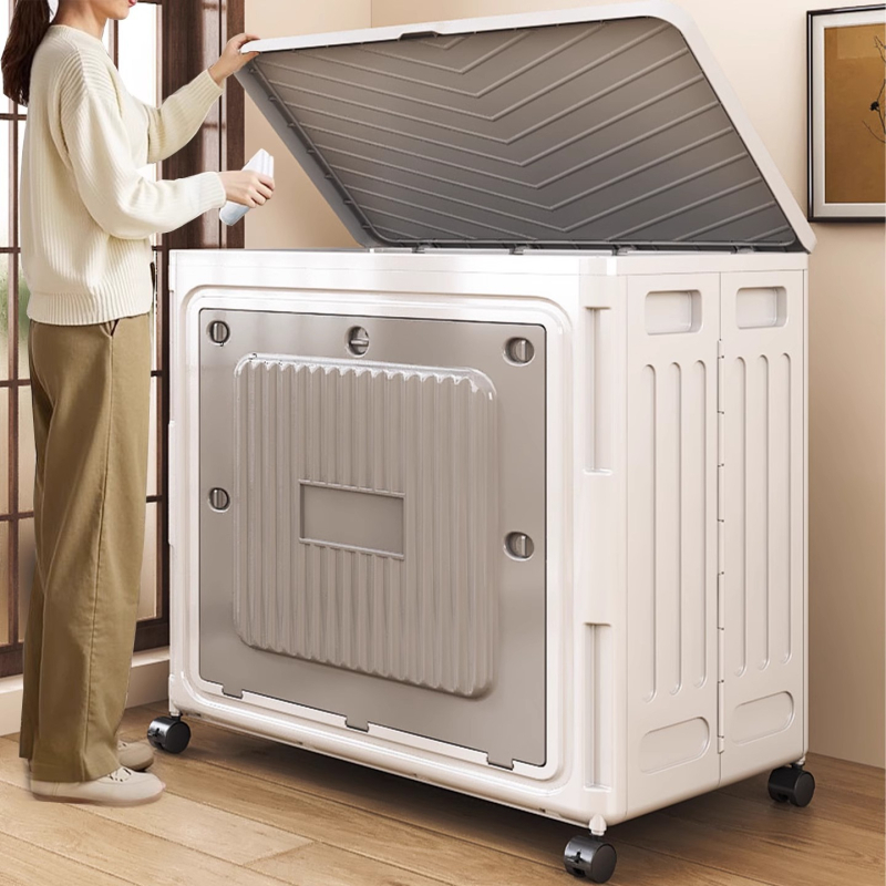 Cutie de depozitare pentru haine, capac basculant, 0-5 L, material PP, model în dungi